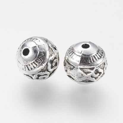 Tibetan Style Alloy Beads, Round with Clover