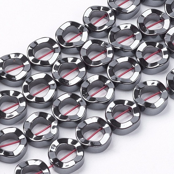 Non-magnétiques perles d'hématite synthétique brins, Grade a, torsion donut, 12x4mm, Trou: 1mm