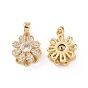 Rotatable Brass Micro Clear Pave Cubic Zirconia Charms, Flower