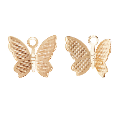 Brass Charms, Real 18K Gold Plated, Butterfly