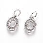 Brass Micro Pave Clear Cubic Zirconia Charms, with Jump Ring, Number