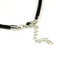 Leather Cord Necklace Making, with Zinc Alloy Lobster Claw Clasps and Brass Findings, Nickel Free, Platinum Metal Color