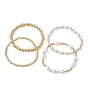 4 шт. 4 стильный комплект эластичных браслетов из натурального жемчуга и латуни из бисера для женщин