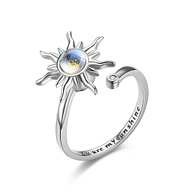 Солнцезащитные латунные микро-паве с кубическим цирконием, тревожные кольца на палец для женщин, вращающееся стеклянное кольцо-манжета для успокоения беспокойства