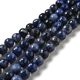Natural Sodalite Beads Strands, Faceted(128 Facets), Round