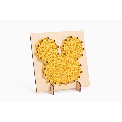 DIY String Art Kit Arts and Crafts for Children, Including Wooden Stencil and Woolen Yarn