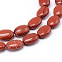 Natural Red Jasper Flat Oval Bead Strands, 14x10x6mm, Hole: 1mm, about 29pcs/strand, 15.7 inch