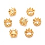 Brass Micro Pave Clear Cubic Zirconia European Beads, Long-Lasting Plated, Large Hole Bead, Crown