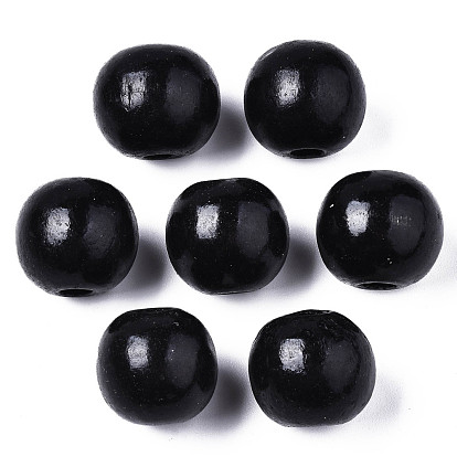 Spray Painted Natural Wood Beads, Macrame Beads Large Hole, Lead Free, Round