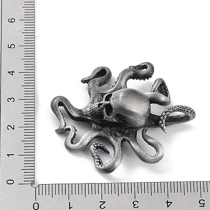 Tibetan Style Alloy Pendants, Frosted, Octopus with Skull Charm