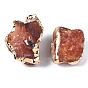 Perles de cornaline naturelles plaquées, avec les accessoires en laiton d'or lumière, nuggets