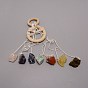 Ring Wind Chimes, with Natural Gemstone Nuggets Beads and Wood, for Home, Car Decoration