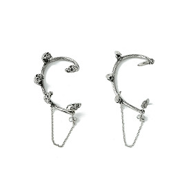 316 Surgical Stainless Steel Cuff Earrings, with Chain, Right