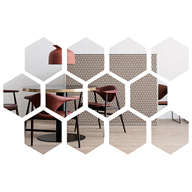 Hexagon Mirror Wall Stickers, Self Adhesive Acrylic Mirror Sheets, for Home Living Room Bedroom Decor
