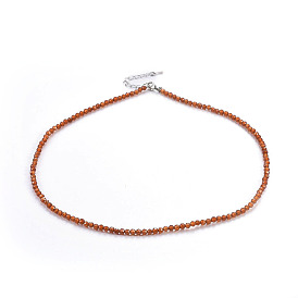 Pierres précieuses naturelles colliers de perles, avec les accessoires en laiton, ronde, facette