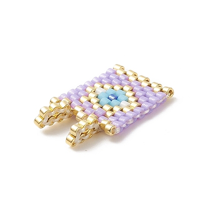 Perles de rocailles à motif de métier à tisser japonais miyuki faites à la main, rectangle avec pendentifs mauvais œil