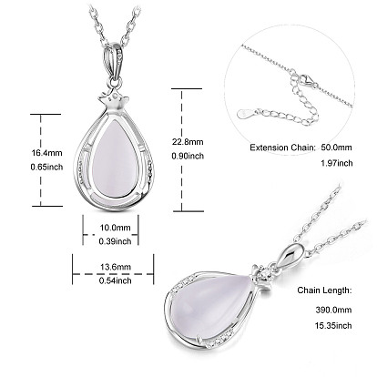 Ожерелья shegrace 925 из стерлингового серебра, с классом ааа кубического циркония и кошачьим глазом, капля