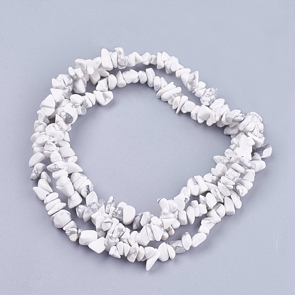 Natural Howlite Stone Bead Strands, Chip, 4~10x4~6x2~4mm, Hole: 1mm, about 210pcs/strand, 35.4 inch