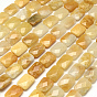 Rectangle facettes perles de jade jaune brins, 16x12~13x5~6mm, Trou: 1mm, Environ 13 pcs/chapelet, 8.26 pouce