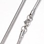 304 Stainless Steel Necklace, Round Snake Chains, with Lobster Claw Clasps