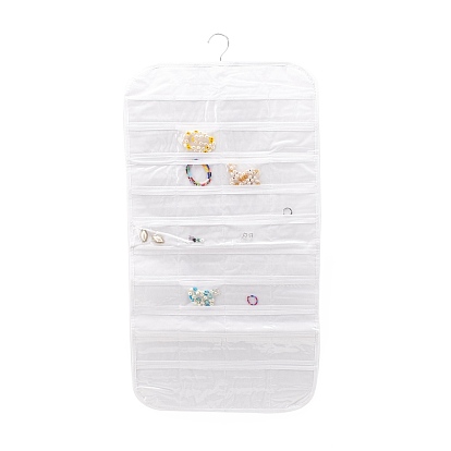 Non-Woven Fabrics Jewelry Hanging Display Bags, Wall Shelf Wardrobe Storage Bags, with Rotating Hook and Transparent PVC 80 Grids