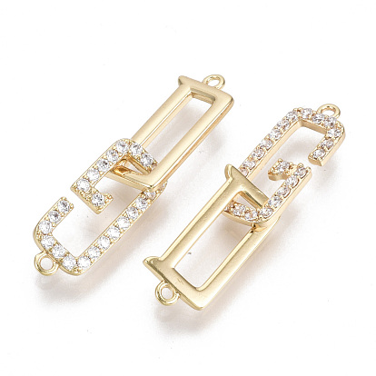 Brass Micro Pave Clear Cubic Zirconia Hook and S-Hook Clasps, Connector Components for Jewelry Making, Nickel Free