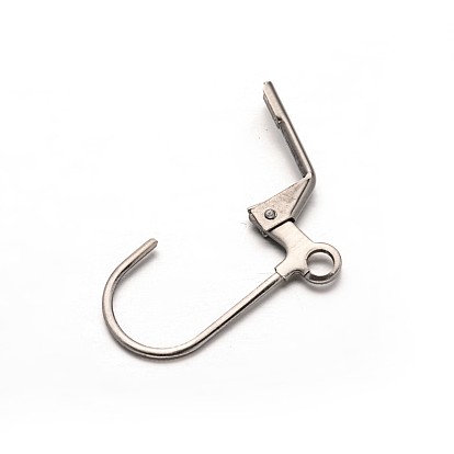 304 Stainless Steel Leverback Earring Findings, with Loop, 18x13x2mm, Hole: 2mm, Pin: 1mm