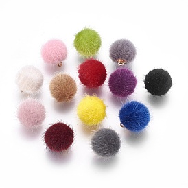 Handmade Plush Cloth Fabric Covered, with CCB Plastic Findings, Round