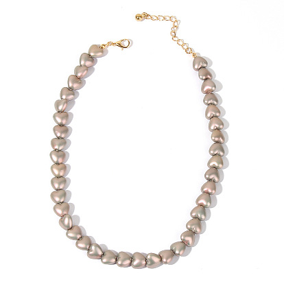 Heart-shaped Acrylic Beaded Necklace for Women - Handmade Fashion Jewelry
