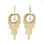 Brass Chandelier Earings, ABS Plstic Imitation Pearl Beaded Ring with Tassel Long Drop Earrings for Women