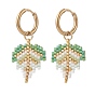 3 пара 3 серьги-кольца с плетеными листьями из цветного стекла, золотые украшения 304 из нержавеющей стали для женщин