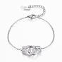 304 Stainless Steel Link Bracelets, with Rhinestone, Handcuffs