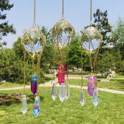 K9 Glass Pendant Decorations, Hanging Suncatchers, for Home Garden Decorations, Cone & Bullet