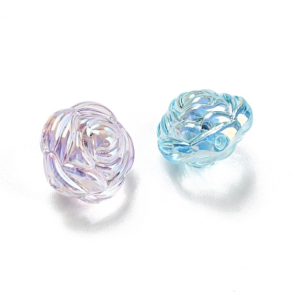 Perles acryliques transparentes, effet imitation coquille, fleur