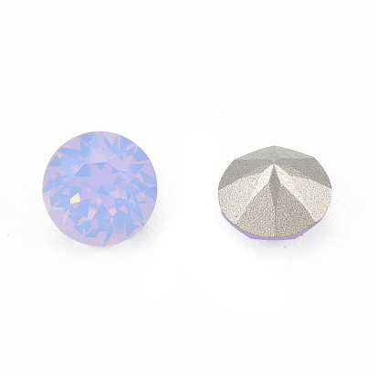 K9 Glass Rhinestone Cabochons, Pointed Back & Back Plated, Faceted, Diamond