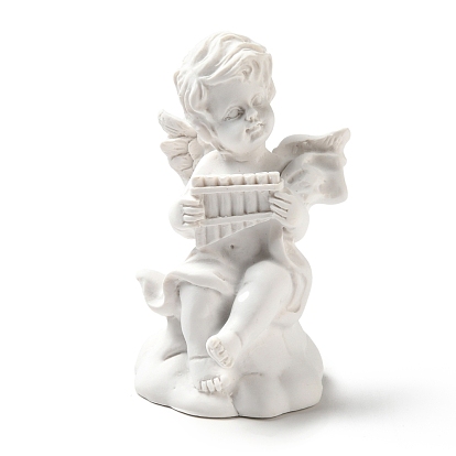 Esculturas de resina imitación yeso, figuritas, decoraciones de exhibición casera, ángel con flauta