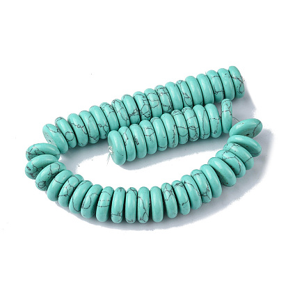 Perles synthétiques turquoise brins, disque