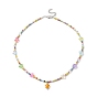 Glass Seed Beaded Necklaces, Acrylic Star Pendant Necklaces for Women