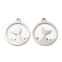 201 Stainless Steel Pendants, Flat Round with Fishtail Charm