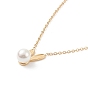 Collar con colgante de conejo de perlas acrílicas, chapado de iones (ip) 304 joyas de acero inoxidable para mujer