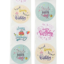 Birthday Stickers Roll, Round Paper Adhesive Labels, Decorative Sealing Stickers for Gifts, Party