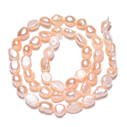 Brins de perles de culture d'eau douce naturelles, perles baroques perles keshi, deux faces polies