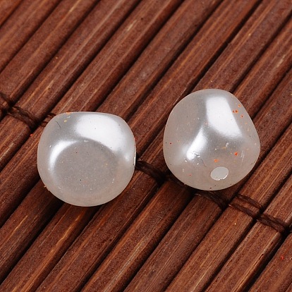Los granos de acrílico de imitación de la perla nuggets, 7.5x7x7.5 mm, Agujero: 0.5 mm, sobre 2100 unidades / 500 g