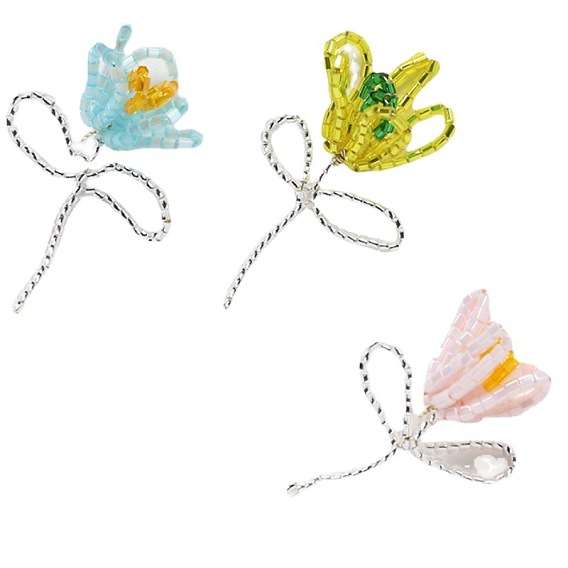 Glass Seed Braided Beaded Pendants, Flower Charms