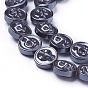 Non-magnetic Synthetic Hematite Beads Strands, Flat Round with Skull