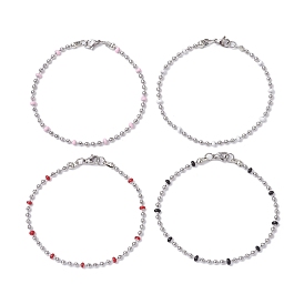 304 женские браслеты с шариковыми цепочками из эмали из нержавеющей стали