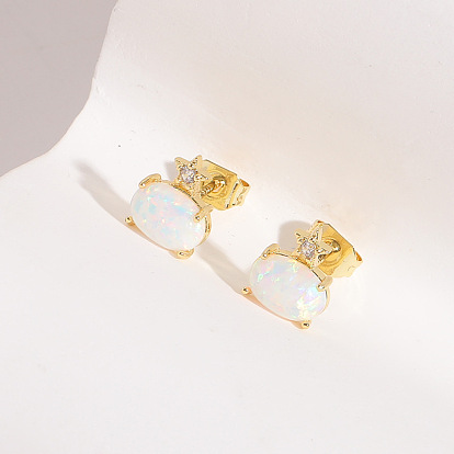 Natural Stone Zircon Earrings with 925 Silver Pin for Women - Simple and Elegant Ear Studs