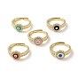 Эмалевое регулируемое кольцо от сглаза с прозрачным кубическим цирконием, настоящие позолоченные латунные украшения для женщин