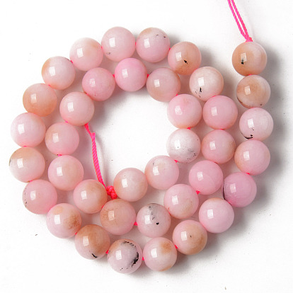 Perles naturelles de quartz brins, teints et chauffée, imitation opale rose, ronde