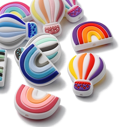 10 piezas 10 estilos perlas de silicona, para mordedores, en forma de arcoíris y globo aerostático